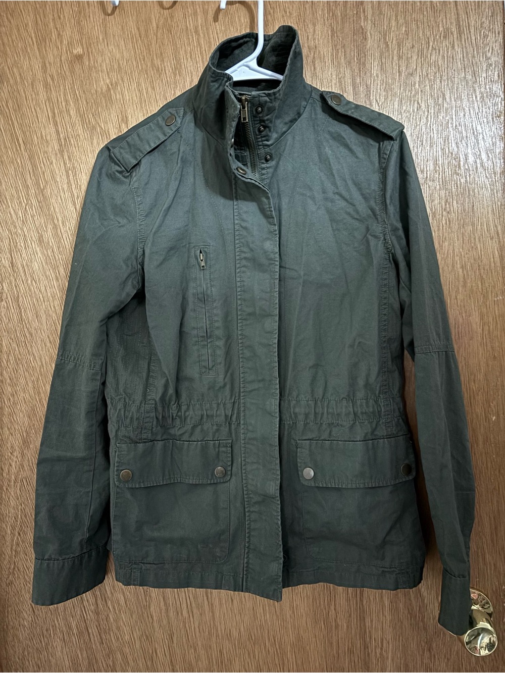Love Tree Olive Green Utility Jacket with High Collar